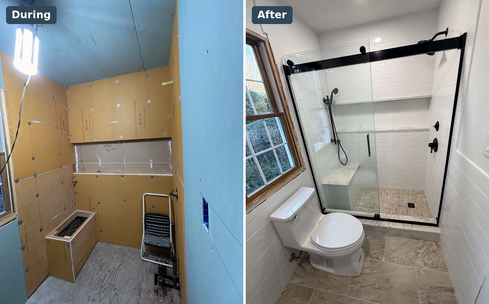 Miller Place · Shower remodel before and after